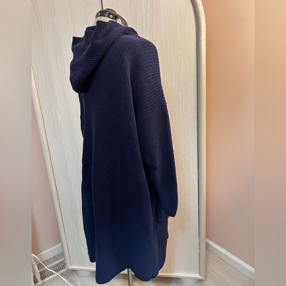 Lauren Ralph Lauren Cotton Knit Long Hooded Open-front Cardigan w Pockets 1X - Picture 5 of 12